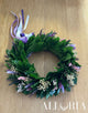 Corona di Alloro per Laurea con Lagurus Lilla e Phalaris viola, Lavanda, Erica e Velo da sposa