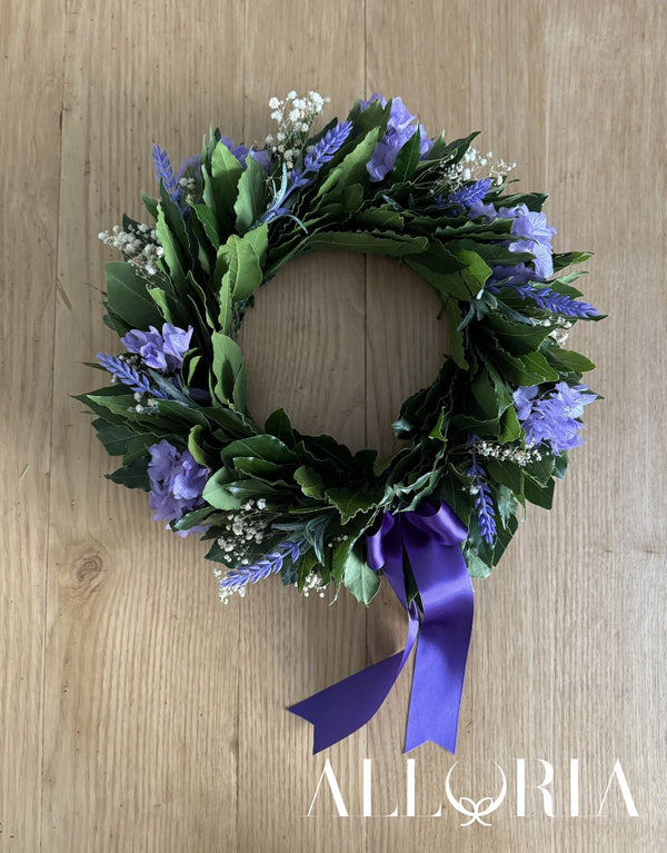 Corona di Alloro per Laurea con Ortensia Lilla, Velo da sposa, Lavanda