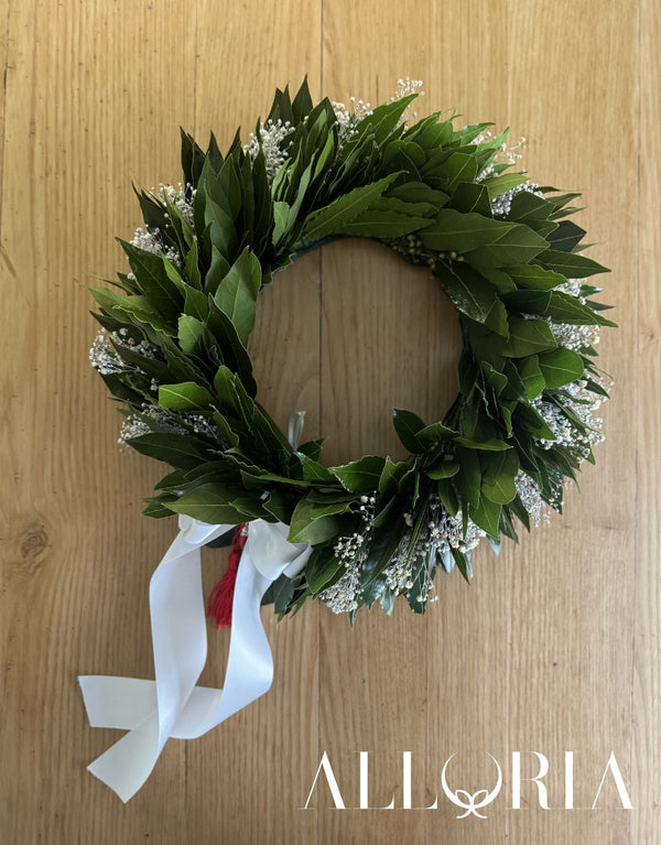 Corona di Alloro per Laurea con Velo da sposa Stabilizzato Sbiancato - Alloria