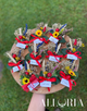 Segnaposto per Festa di Laurea con Fiori Misti su Disco in Legno - Alloria